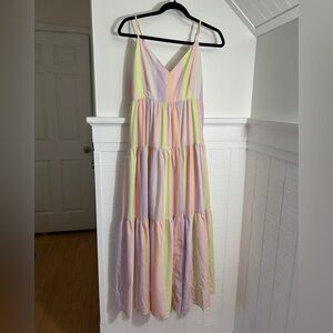 Karlie Pastel Stripes Easter/Party/Wedding Guest Maxi Dress size Medium